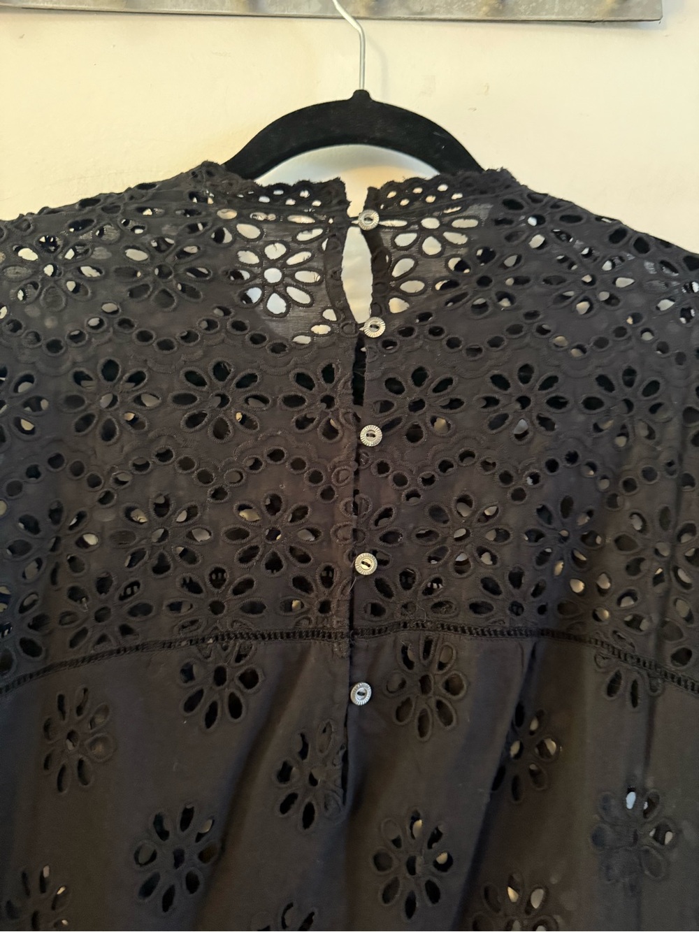 Doen Francoise Midi Eyelet Dress in Black - Picture 6 of 12